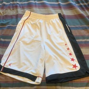 Jordan Athletic Shorts in White and Black with Red Stars